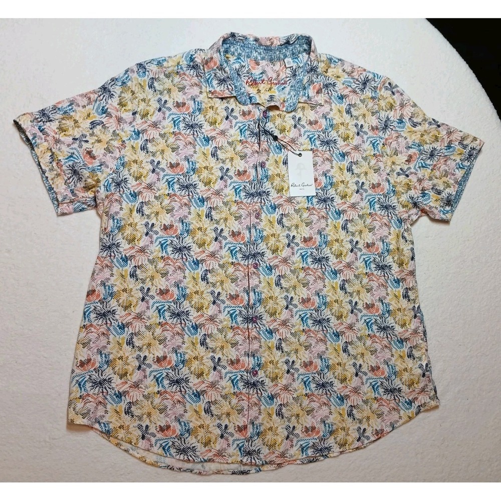 NWT Robert Graham Gunning Shirt Mens 2XL Multi Abstract Floral Classic Fit